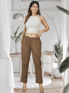 Brown Fully Elastic Airy Linen Cotton Pants