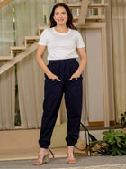 Women's Dark Blue Four Pocket Cotton Cargo Pants