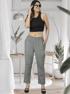 Grey Fully Elastic Airy Linen Cotton Pants