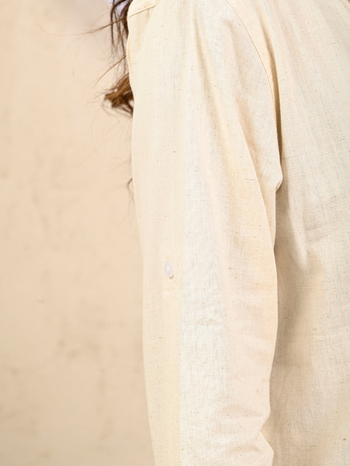 Womens Solid Off White Airy Linen Cotton Shirt