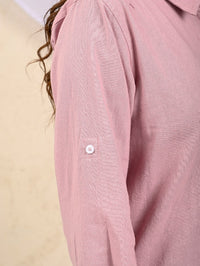 Womens Solid Pink Airy Linen Cotton Shirt