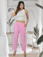 Pink Fully Elastic Airy Linen Cotton Pants