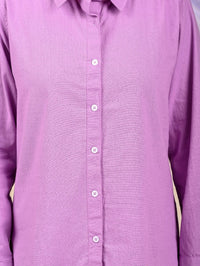 Womens Solid Purple Airy Linen Cotton Shirt