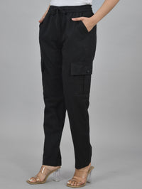 Womens Black 5 Pocket Twill Straight Cargo Pant