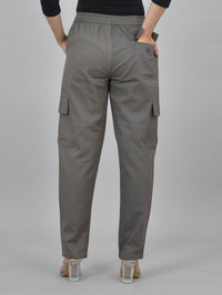 Pack  Of 2 Womens Grey And Khaki 5 Pocket Twill Straight Cargo Pants