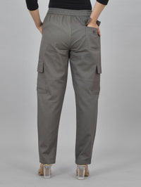 Pack  Of 2 Womens Grey And Melange Grey 5 Pocket Twill Straight Cargo Pants