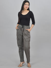 Pack  Of 2 Womens Black And Grey 5 Pocket Twill Straight Cargo Pants