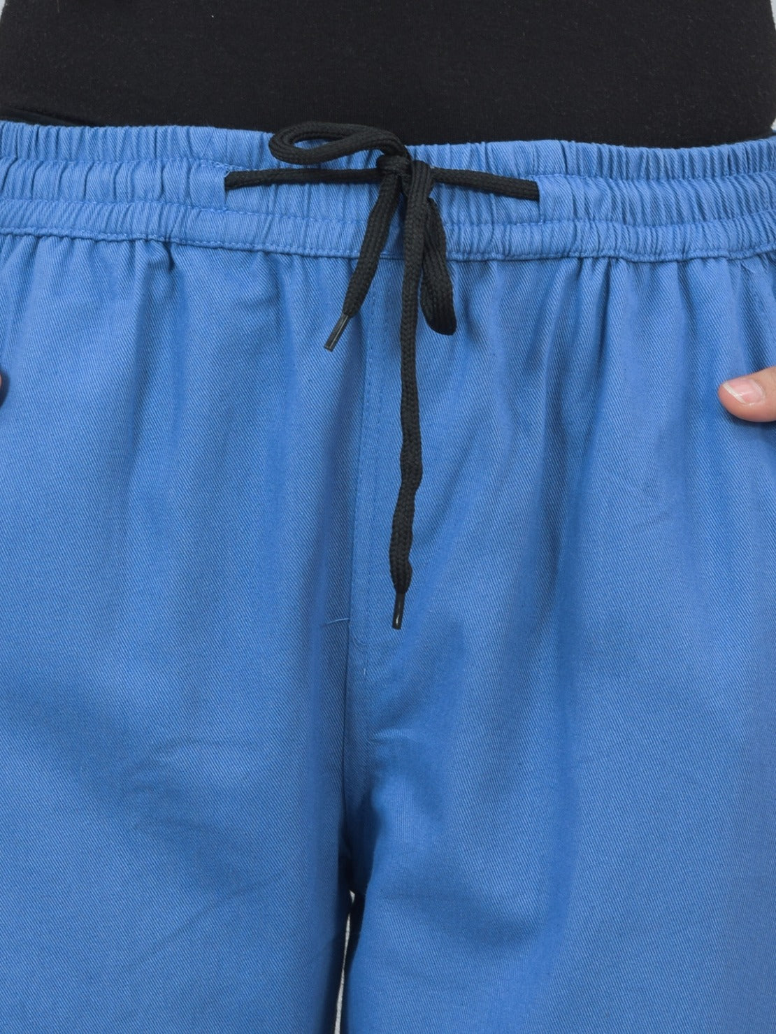 Womens Blue 5 Pocket Twill Straight Cargo Pant