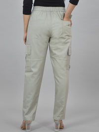 Pack  Of 2 Womens Melange Grey And Navy Blue 5 Pocket Twill Straight Cargo Pants