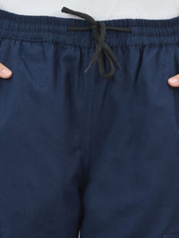 Womens Navy Blue 5 Pocket Twill Straight Cargo Pant