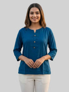 Women TealBlue Rayon Short Kurti