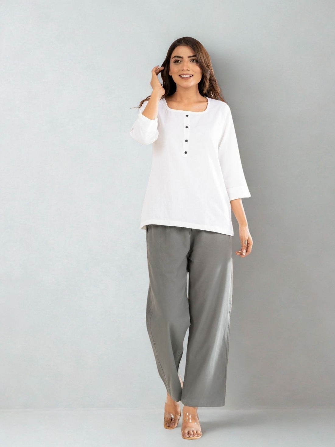 White Everyday Cotton Square Neck Top