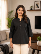 Black Cotton Comfort Tops