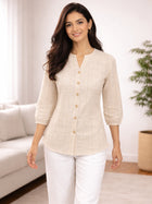 Women's Dark Brown Striped Casual Shirt