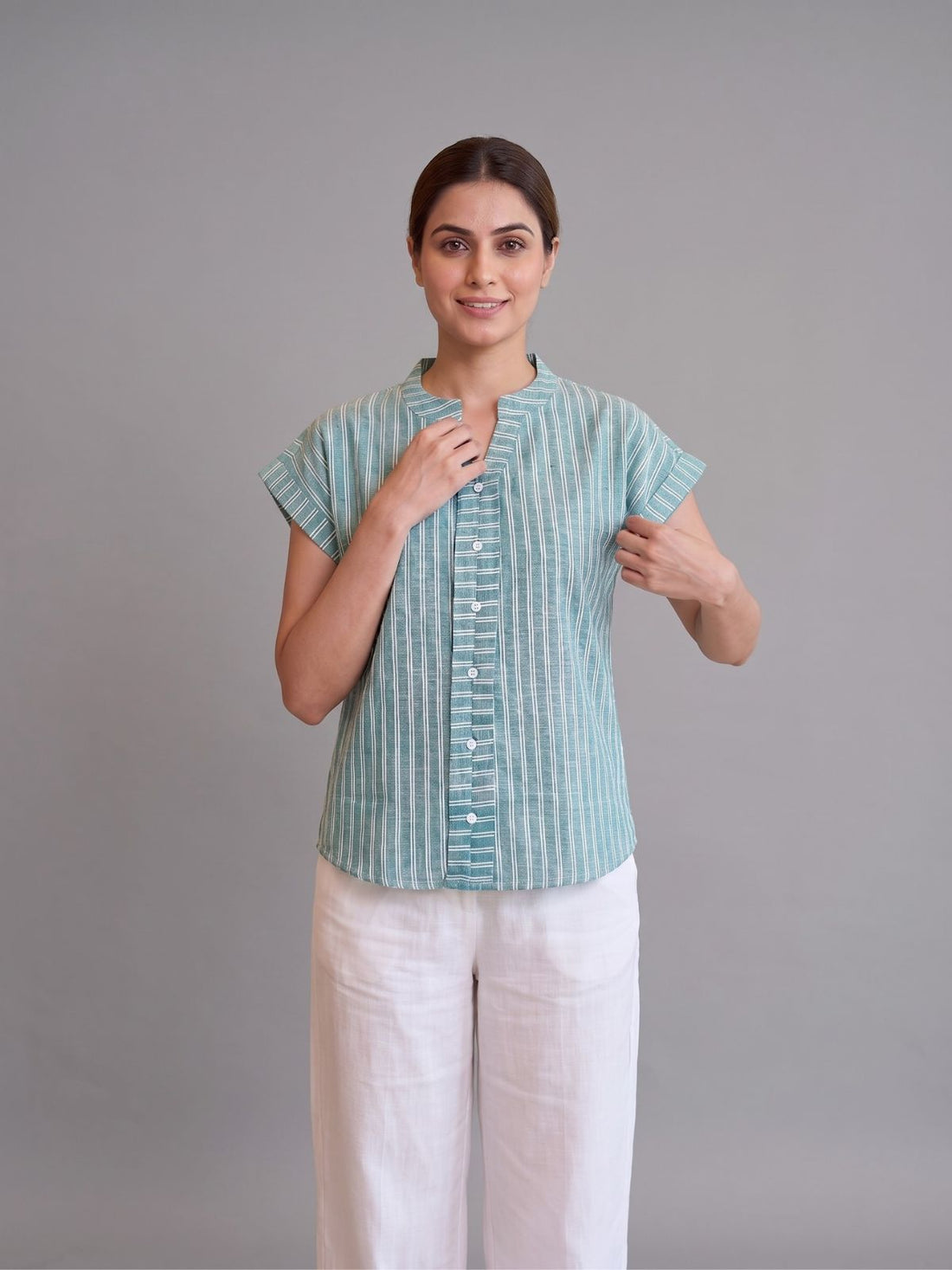 Green Stripe Cotton Top