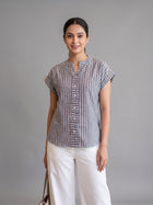 Grey Stripe Cotton Top
