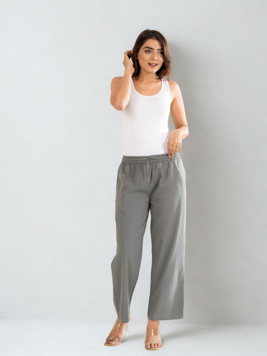 Grey Cotton Twill Pajama Pants