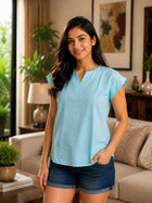 Women Light Green Cotton Blends Top