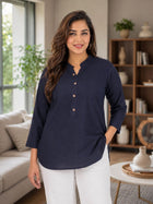 NavyBlue Cotton Comfort Tops