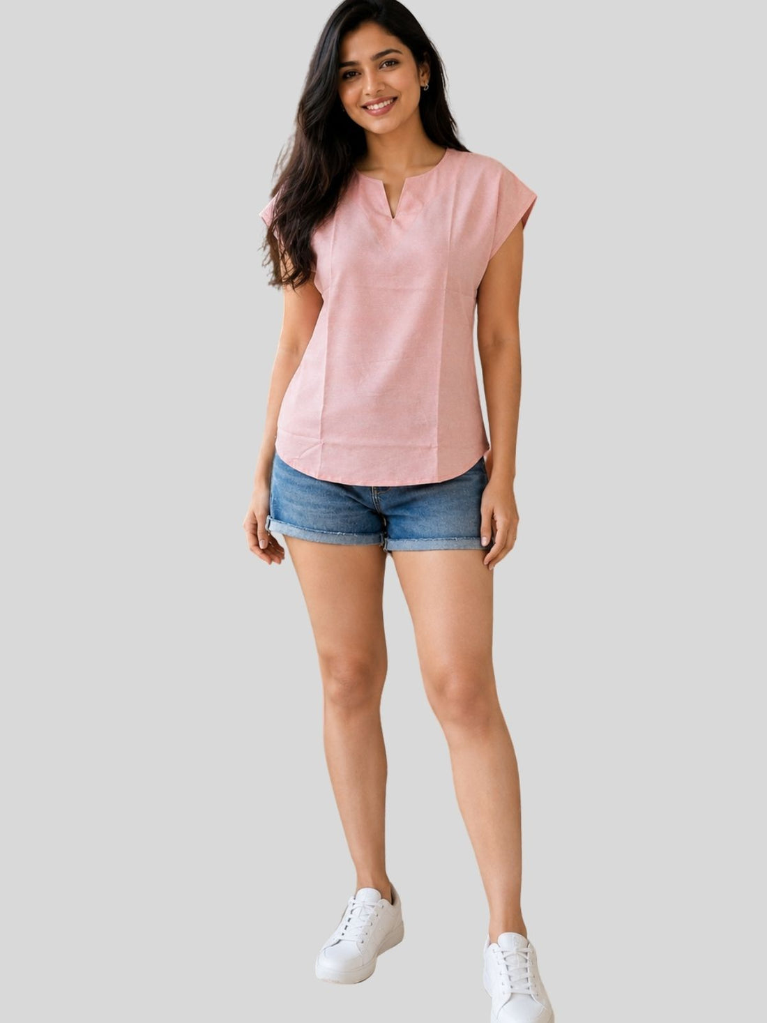 Women Peach & Purple Cotton Blends Tops Combo