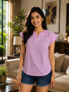 Women Pink Cotton Blends Top