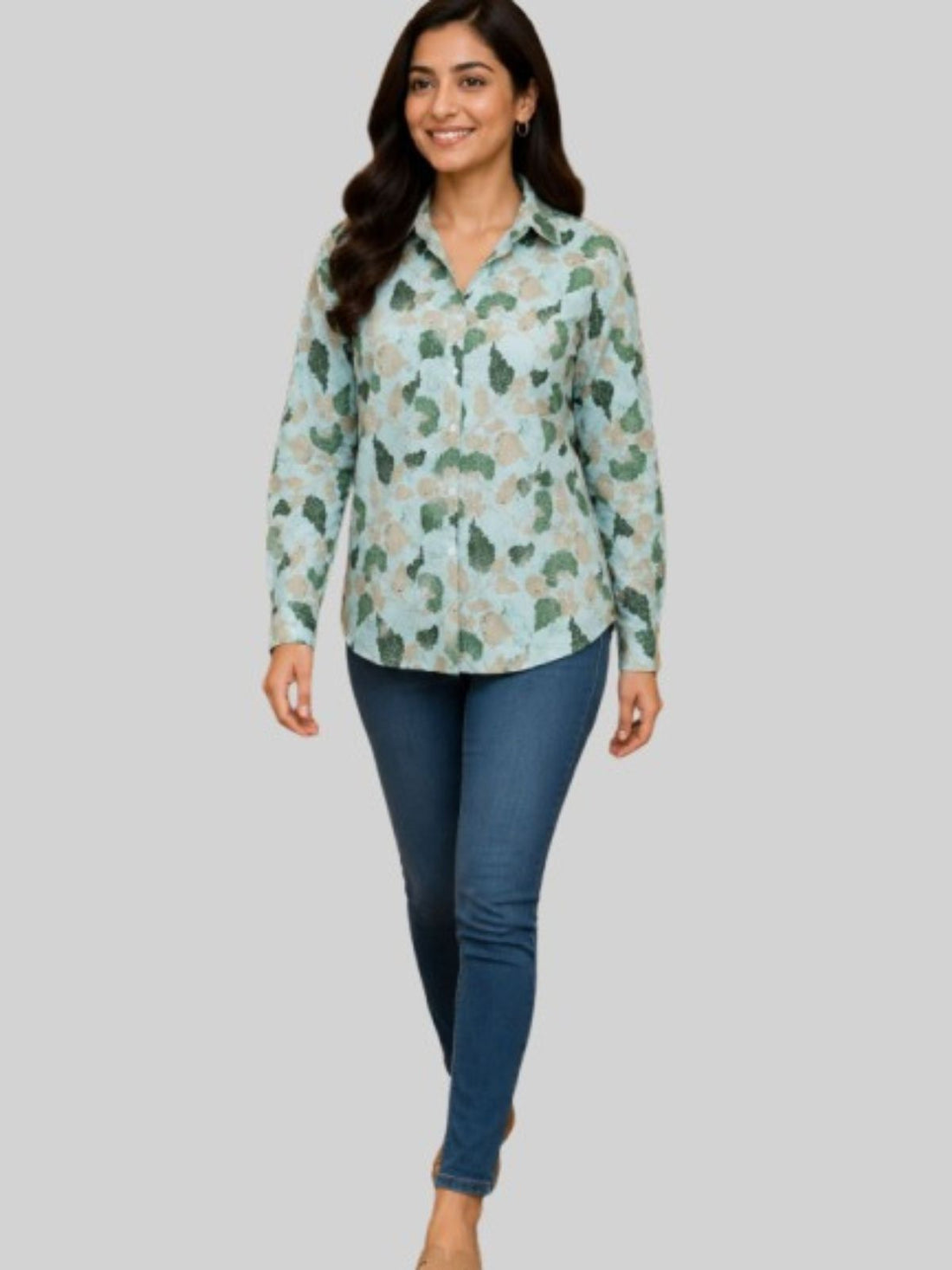 Women Printed Collar Cotton Shirts CM-001