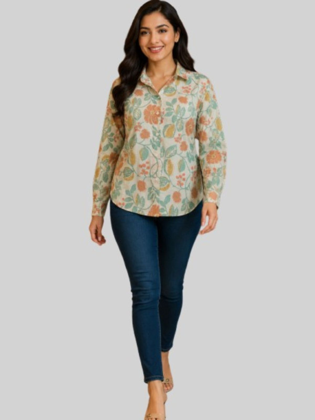 Women Printed Collar Cotton Shirts CM-002