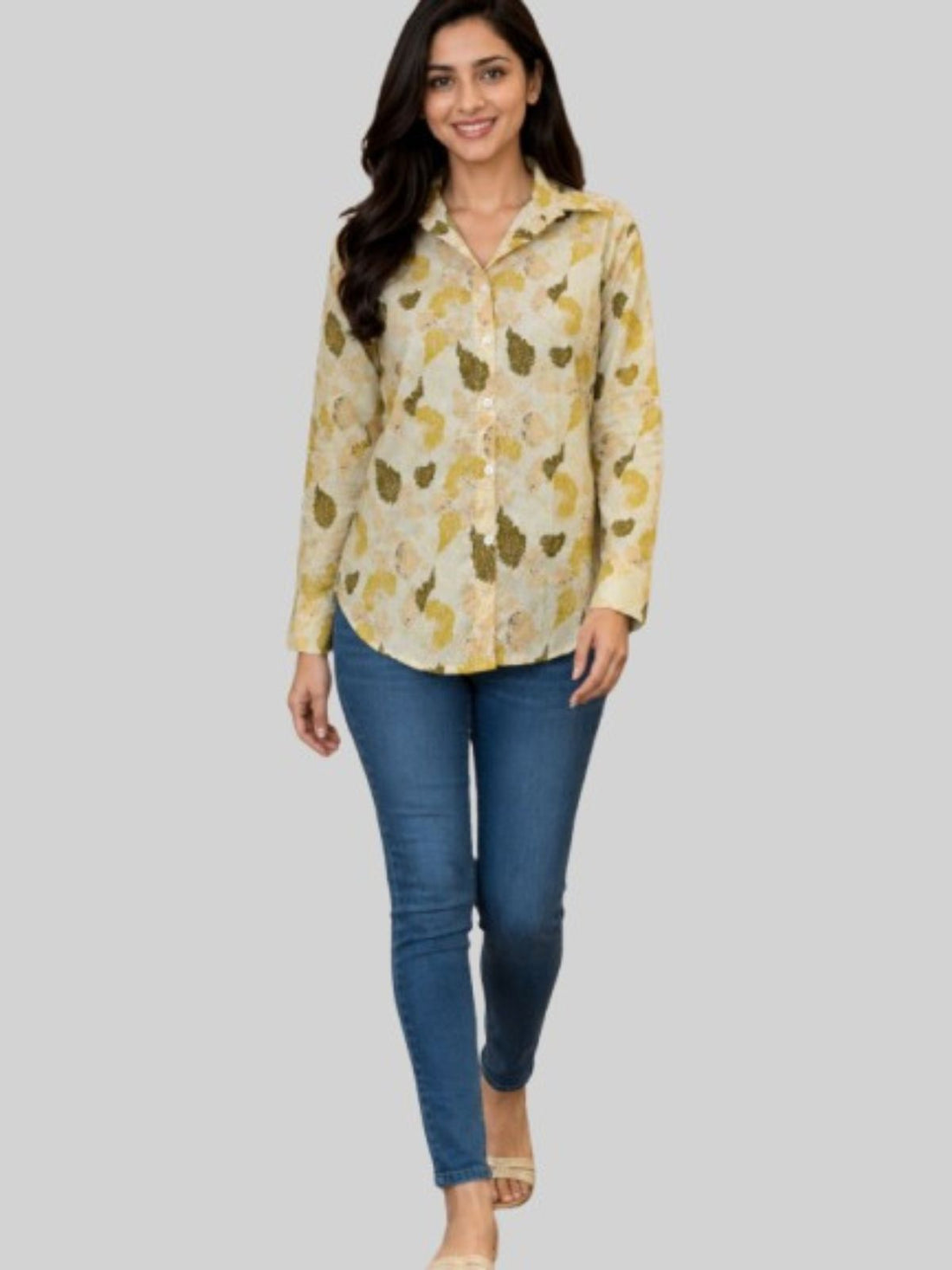 Women Printed Collar Cotton Shirts CM-003