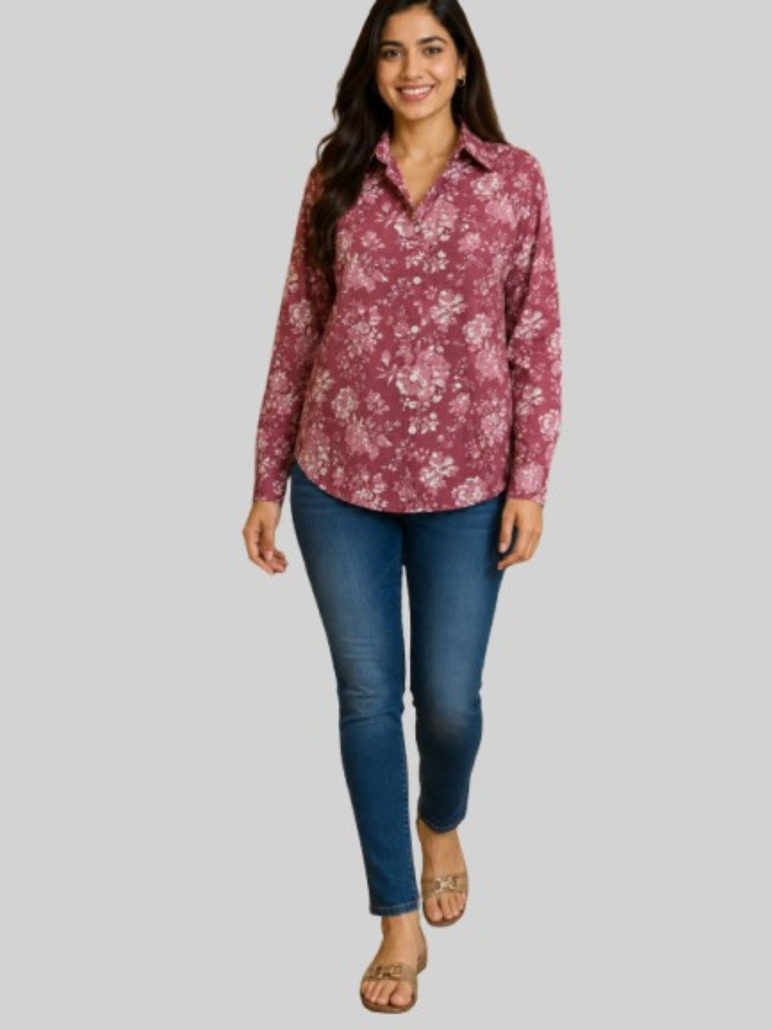 Women Printed Collar Cotton Shirts CM-009