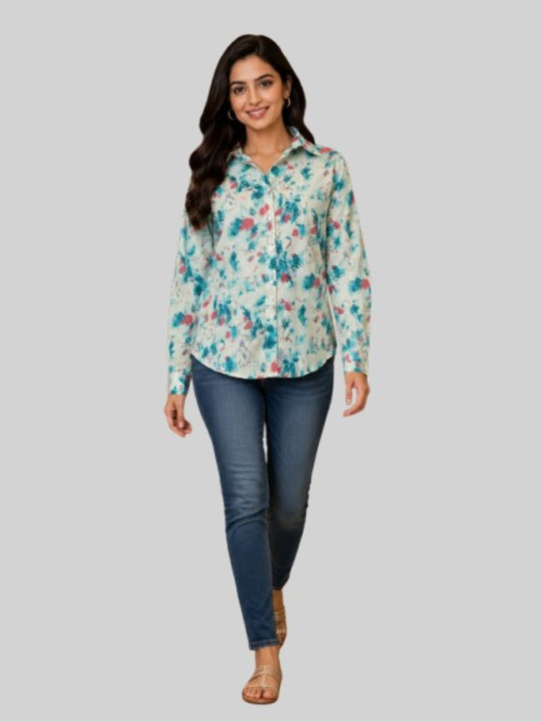Women Printed Collar Cotton Shirts CM-010