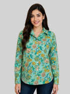 Women Printed Collar Cotton Shirts CM-014