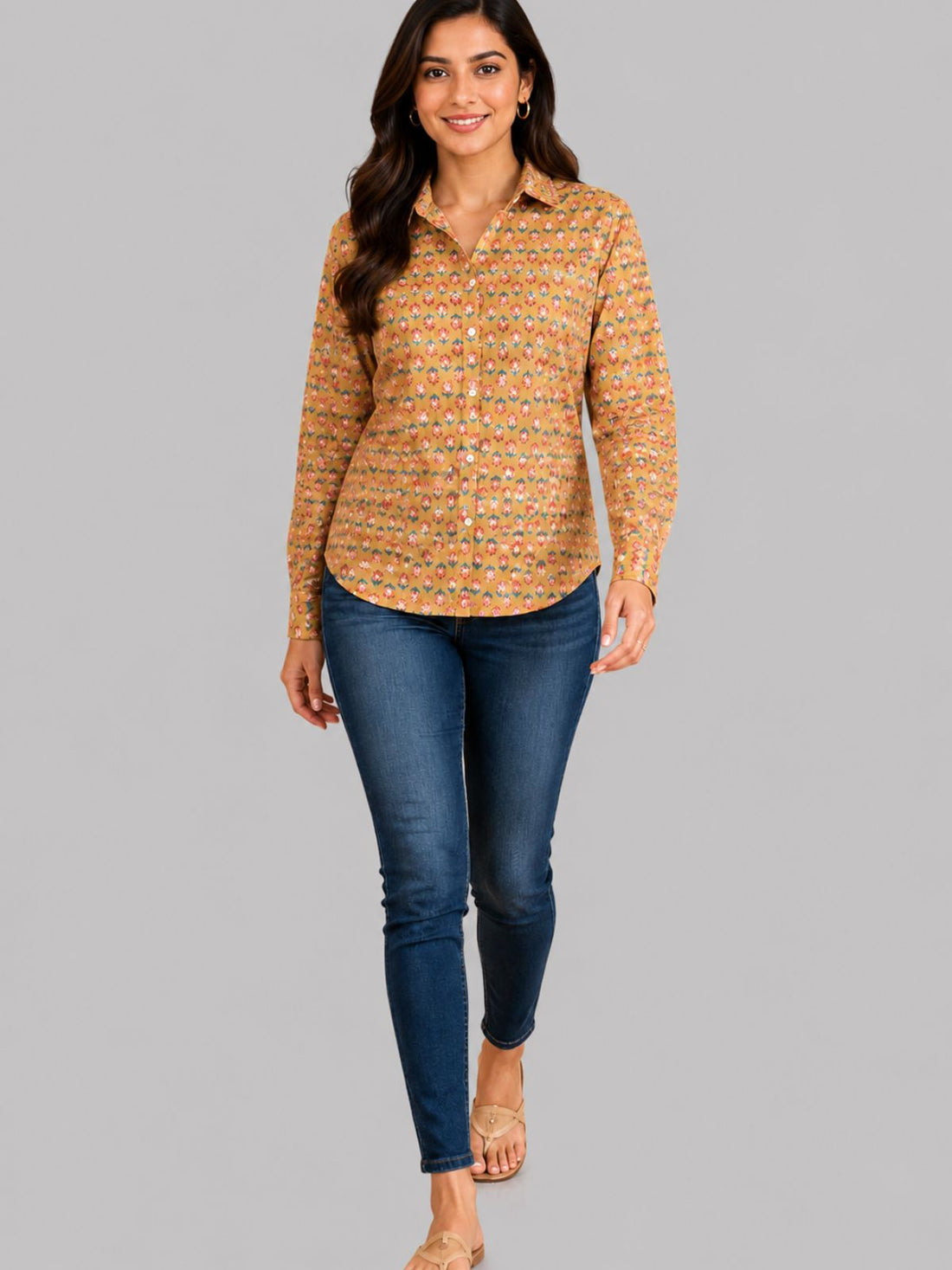 Women Printed Collar Cotton Shirts CM-015