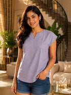 Women Purple Cotton Blends Top