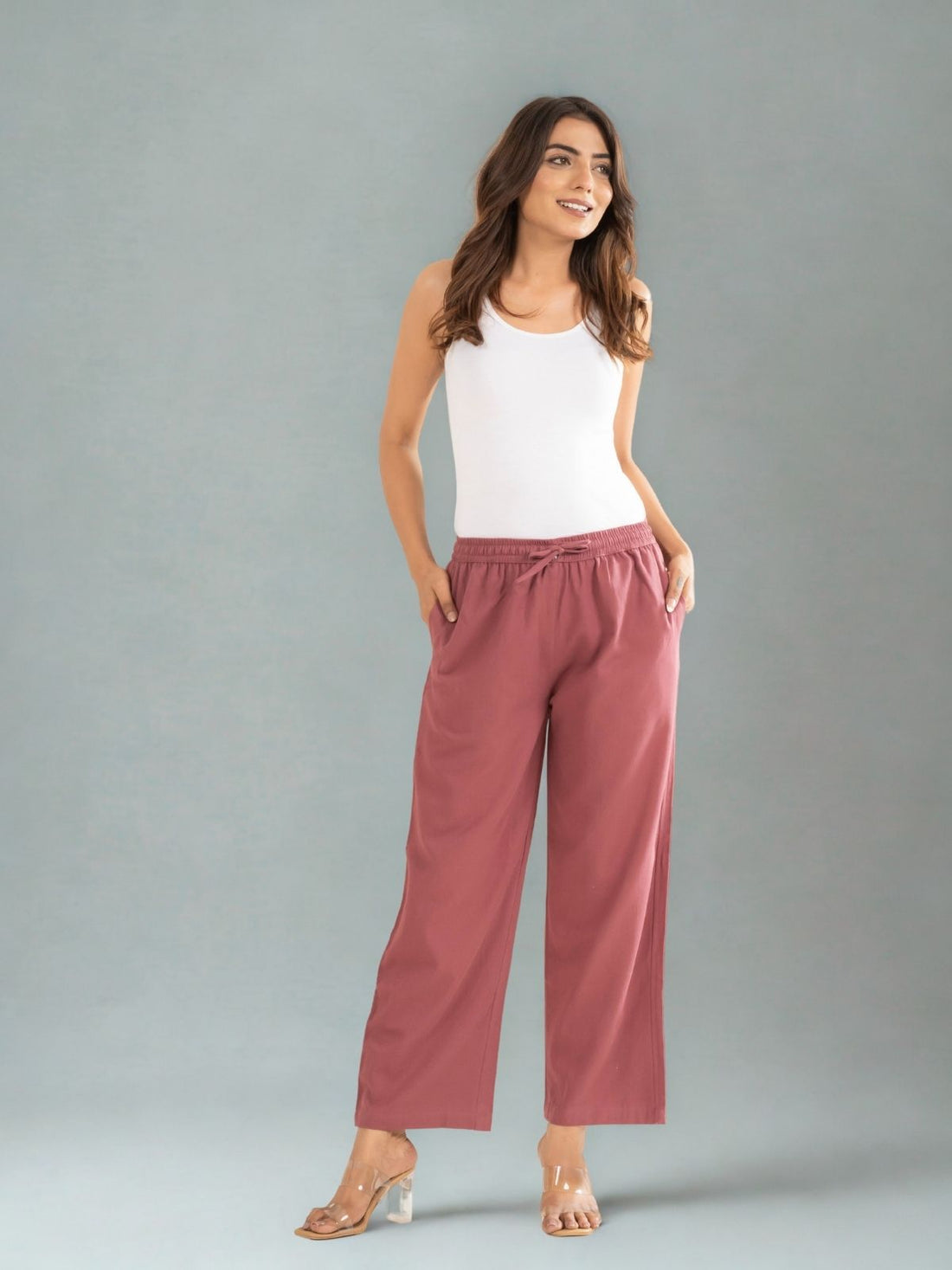 Rose Taupe Cotton Twill Pajama Pants