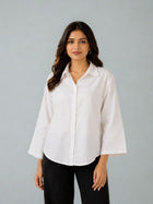 White Cotton bell Sleeves Shirts