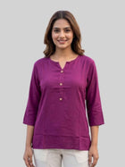 Women Wine Rayon Short Kurti