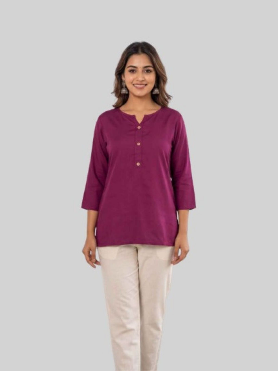 Women Wine Rayon Short Kurti