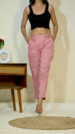 Women Solid Red South Cotton Trouser