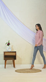 Womens Solid Pink Airy Linen Cotton Shirt