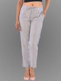 Womens Regular Fit Blue Stripe South Cotton Trouser