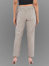 Womens Regular Fit Grey Stripe South Cotton Trouser