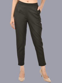 Women Regular Fit Black Cotton Trouser