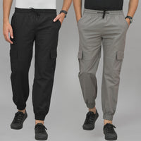 Pack Of 2 Mens Black And Grey Airy Linen Summer Cool Cotton Comfort Joggers