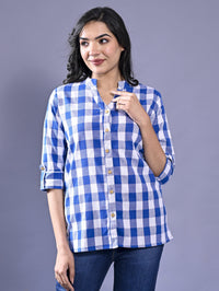 Pack Of 2 Womens Blue And Maroon Chekerd Casual Shirt Combo