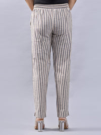 Pack Of 2 Brown And Pink Womens Cotton Stripe Pants Combo