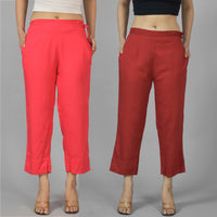 Pack Of 2 Womens Gajri And Maroon Ankle Length Rayon Culottes Trouser Combo