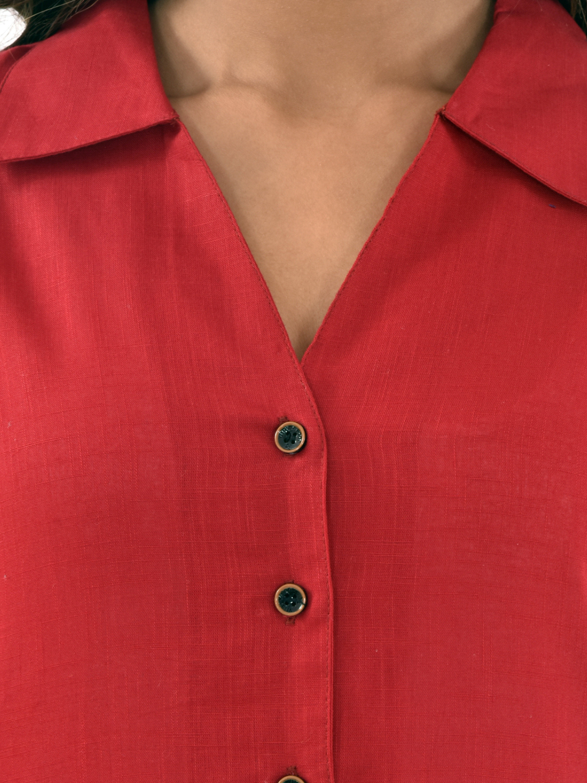 Womens Maroon 3/4 Sleeve Regular Fit Cotton Shirt