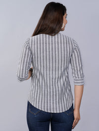 Womens Grey Mangoline Striped Casual Shirt