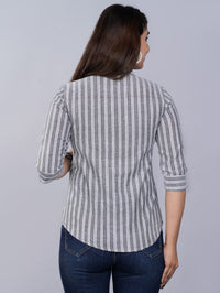 Pack Of 2 Womens Blue And Grey Mangoline Striped Casual Shirt