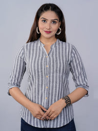 Womens Grey Mangoline Striped Casual Shirt